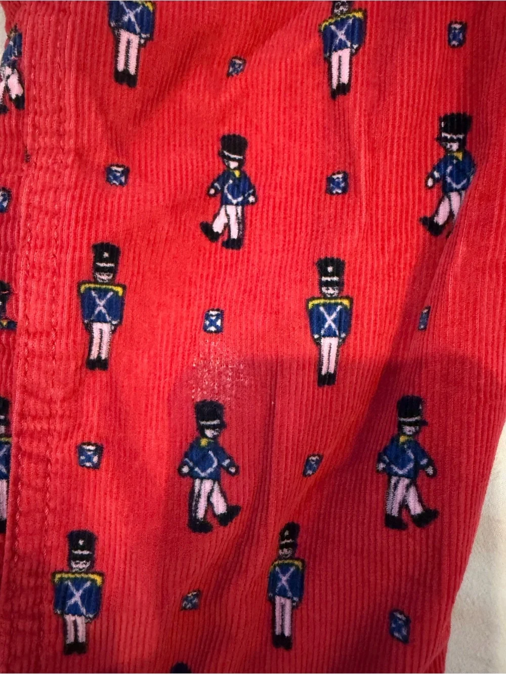 OshKosh B'gosh Red Corduroy Overalls with Toy Soldier Print